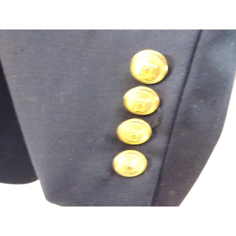 Lauren Ralph Lauren Mens Navy Blue Wool Blend Blazer Gold Crest Buttons 46R